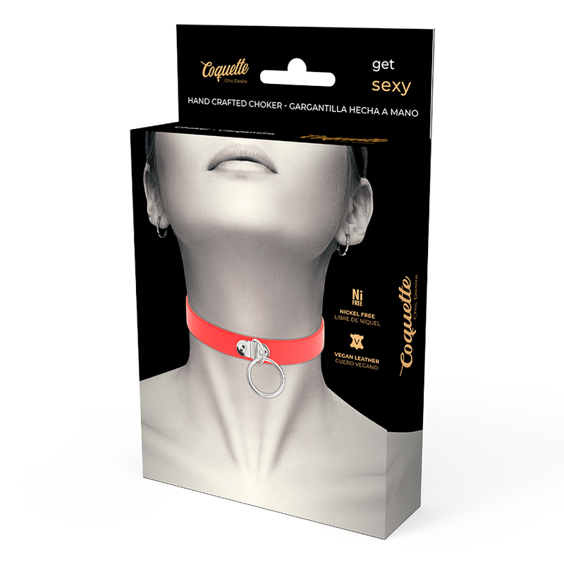 COQUETTE CHIC DESIRE - RODE VEGAN LEDEREN KETTING FETISH ACCESSOIRE VOOR VROUWEN