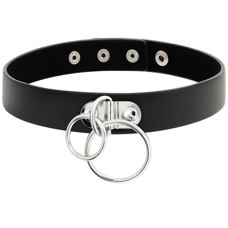 COQUETTE CHIC DESIRE - DOUBLE RING COLLAR MADE FROM VEGAN LEATHER