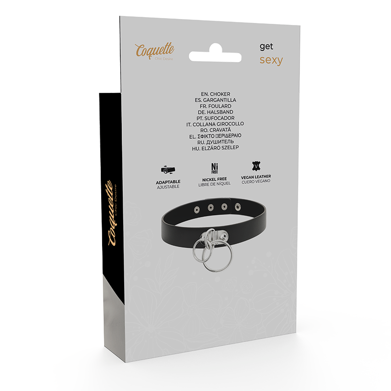 COQUETTE CHIC DESIRE - DOUBLE RING COLLAR MADE FROM VEGAN LEATHER