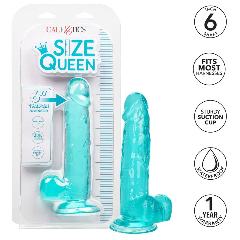 CALEXOTICS - SIZE QUEEN DILDO BLEU 15,3 CM