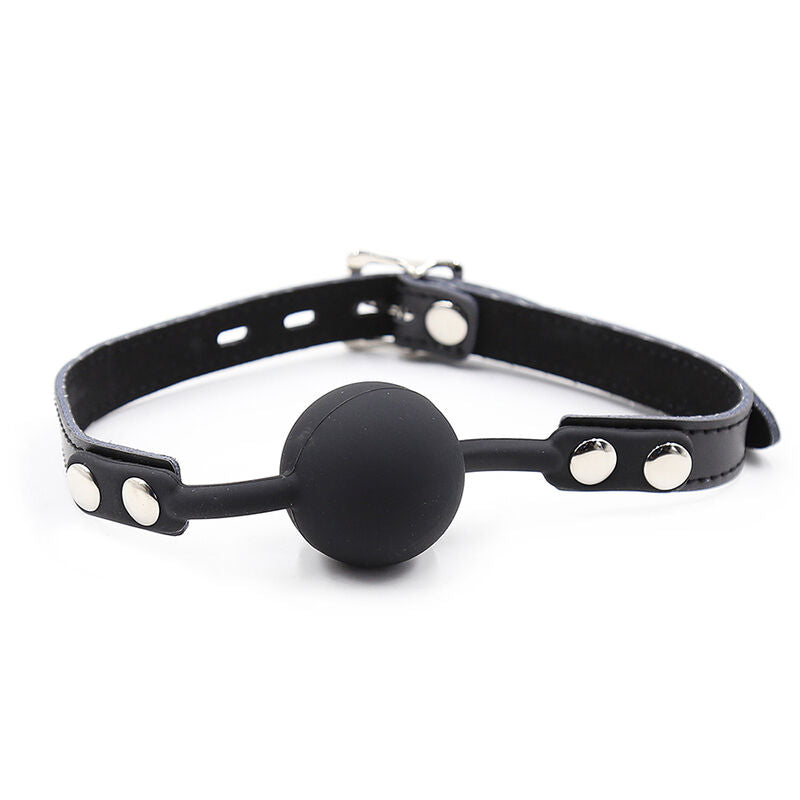 OHMAMA FETISH - BÂILLON BOULE EN SILICONE AVEC CEINTURE EN CUIR (CADENAS INCLUS)