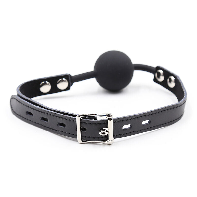 OHMAMA FETISH - BÂILLON BOULE EN SILICONE AVEC CEINTURE EN CUIR (CADENAS INCLUS)