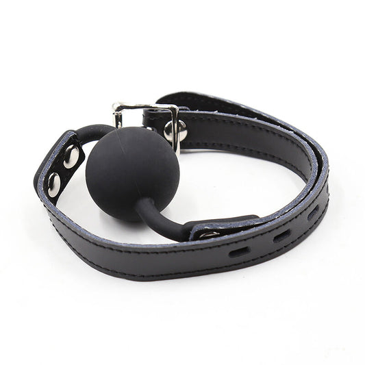 OHMAMA FETISH - BÂILLON BOULE EN SILICONE AVEC CEINTURE EN CUIR (CADENAS INCLUS)