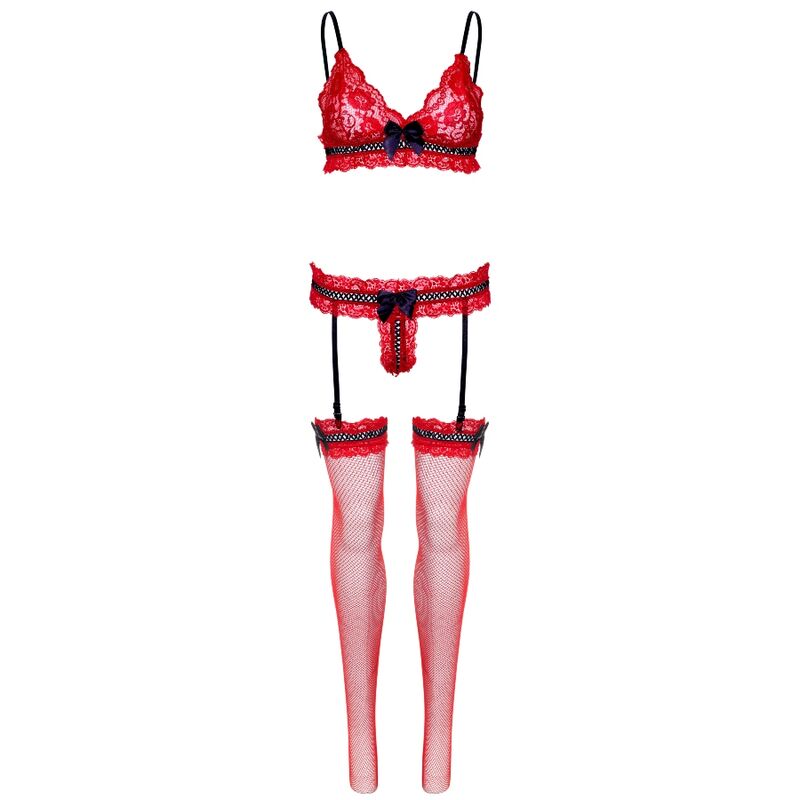 LEG AVENUE - THREE-PIECE SET, ONE SIZE - RED