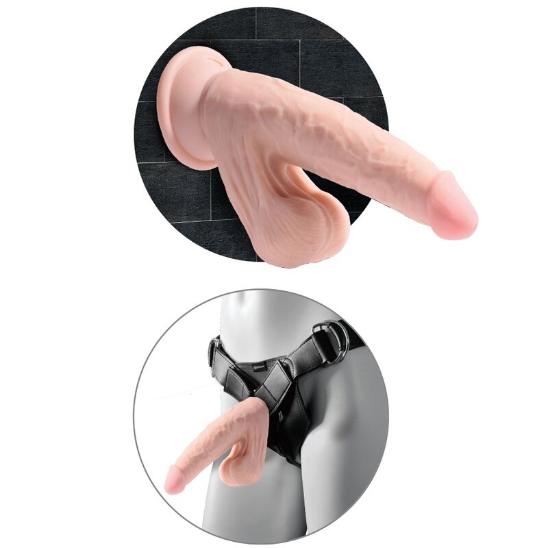 KING COCK - PLUS GODE 3D AVEC COUILLES BALANCANTES 24,5 CM PEAU CLAIRE