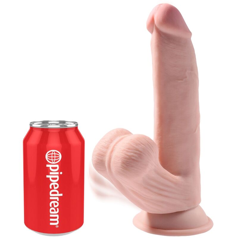 KING COCK - PLUS GODE 3D AVEC COUILLES BALANCANTES 24,5 CM PEAU CLAIRE