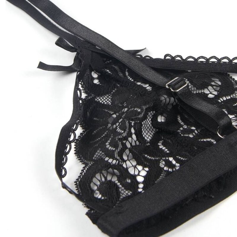 SUBBLIME - ENSEMBLE TROIS PIÈCES SOUTIEN-GORGE + PORTE-JARRETELLES + STRING L/XL