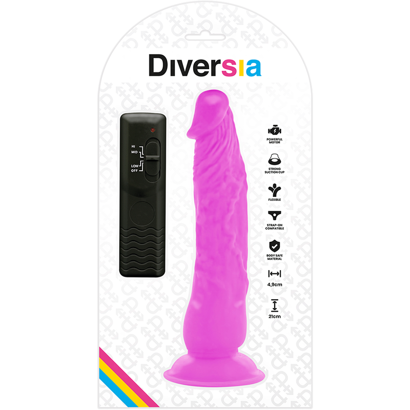 DIVERSIA - GODE VIBRANT FLEXIBLE VIOLET 21 CM -O- 4,9 CM
