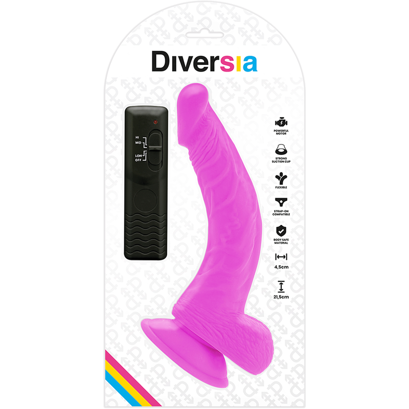 DIVERSIA - GODE VIBRANT FLEXIBLE VIOLET 21,5 CM -O- 4,5 CM