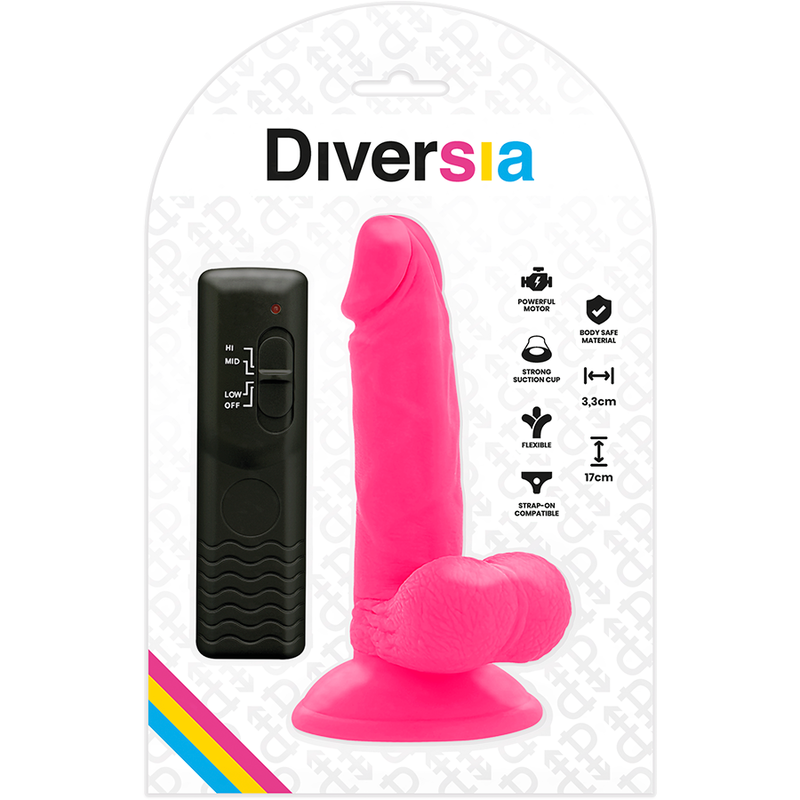 DIVERSIA - GODE VIBRANT FLEXIBLE ROSE 17 CM -O- 3,3 CM