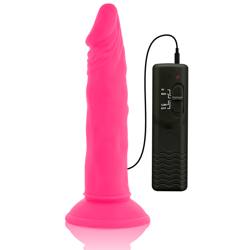 DIVERSIA - GODE FLEXIBLE AVEC VIBRATION ROSE 23 CM -O- 4,3 CM