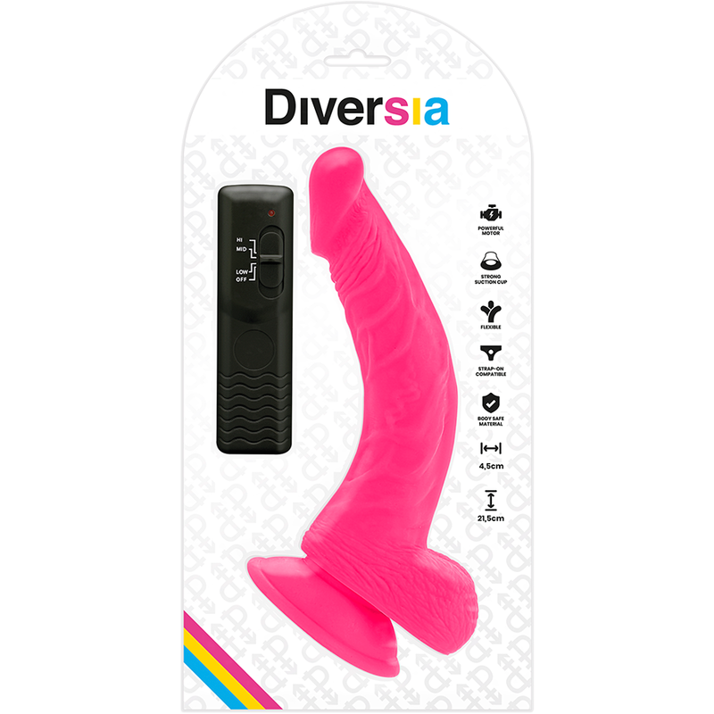 DIVERSIA - GODE VIBRANT FLEXIBLE ROSE 21,5 CM -O- 4,5 CM