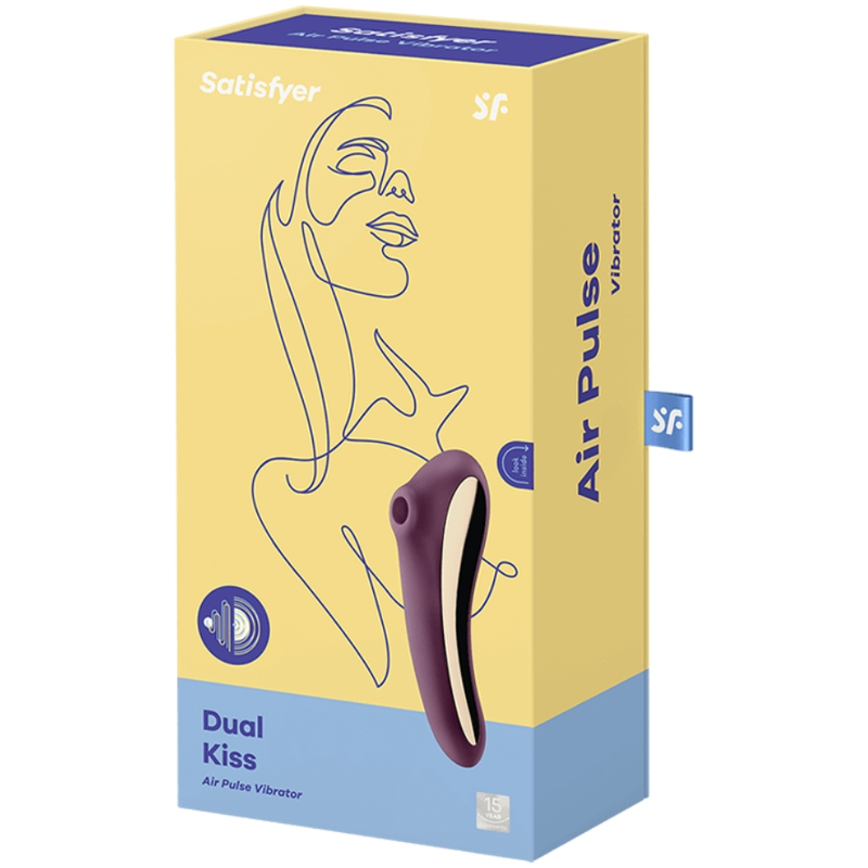 SATISFYER - VIBRATEUR À IMPULSIONS DUAL KISS AIR ROUGE VIN
