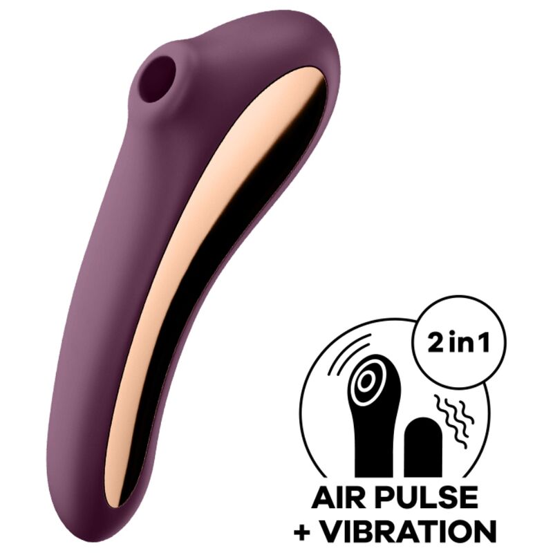 SATISFYER - VIBRATEUR À IMPULSIONS DUAL KISS AIR ROUGE VIN