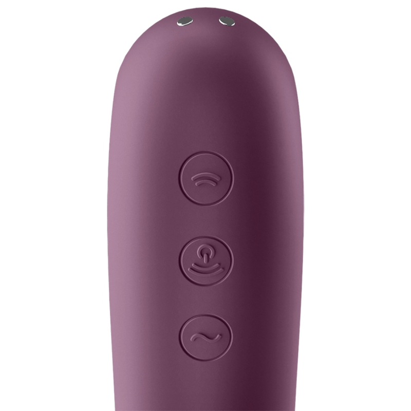 SATISFYER - VIBRATEUR À IMPULSIONS DUAL KISS AIR ROUGE VIN