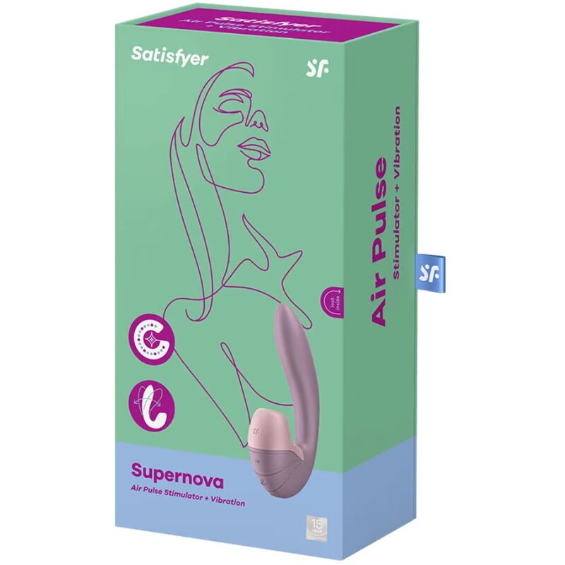 SATISFYER - STIMULATEUR À IMPULSIONS D'AIR ET VIBRATIONS SUPERNOVA ROSE