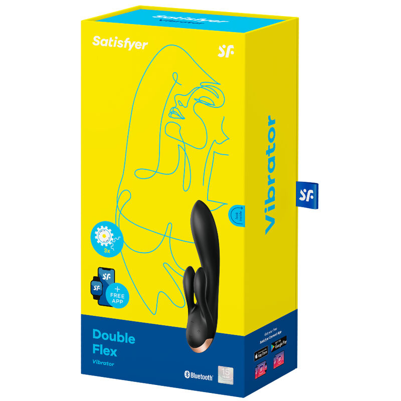 SATISFYER - DOUBLE FLEX VIBRATOR APP ZWART