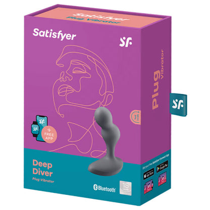 SATISFYER - DEEP DIVER VIBRATING PLUG APP BLAU