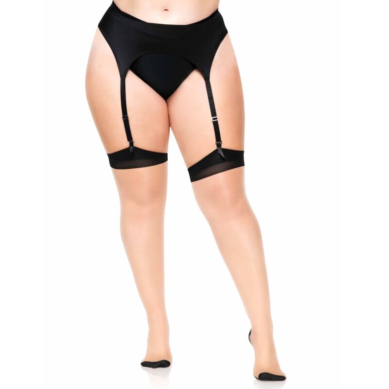 LEG AVENUE - PLUS HAUT TRANSPARENT BICOLORE EN LYCRA AVEC COUTURE ARRIÈRE ET TALON CUBAIN