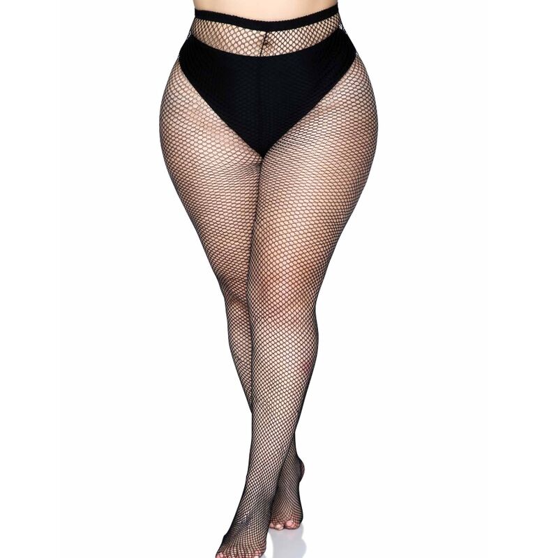 LEG AVENUE - BACK SEAM TIGHTS - ZWART, OVERSIZE