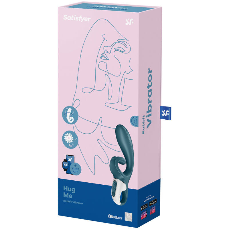 SATISFYER - VIBRATEUR HUG ME RABBIT APPLICATION BLEU