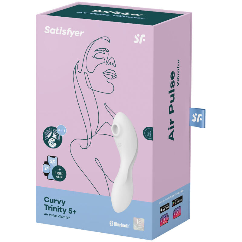 SATISFYER - CURVY TRINITY 5 AIR PULSE STIMULATOR &amp; VIBRATOR APP BLAUW