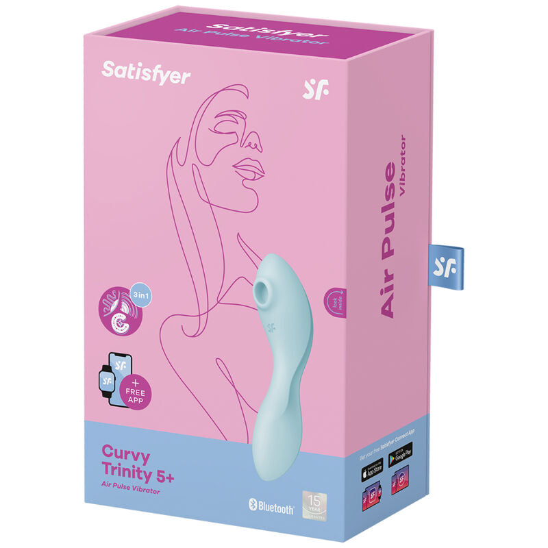 SATISFYER - CURVY TRINITY 5 AIR PULSE STIMULATOR &amp; VIBRATOR APP BLAUW