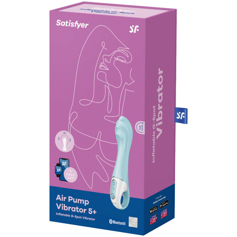 SATISFYER - VIBRATEUR À POMPE À AIR 5+ VIBRATEUR GONFLABLE POINT G APPLICATION BLEU