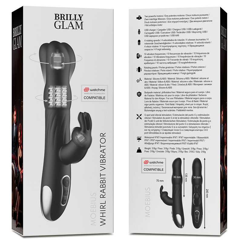 BRILLY GLAM- MOEBIUS RABBIT VIBRATOR &amp; ROTATOR COMPATIBEL MET WATCHME DRAADLOZE TECHNOLOGIE