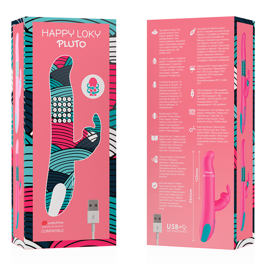 HAPPY LOKY - PLUTO RABBIT VIBRATEUR ET ROTATEUR WATCHME TECHNOLOGIE SANS FIL COMPATIBLE