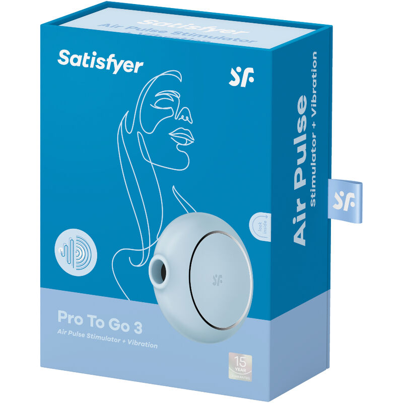 SATISFYER - PRO TO GO 3 DUBBELE LUCHTPULS STIMULATOR &amp; VIBRATOR BLAUW