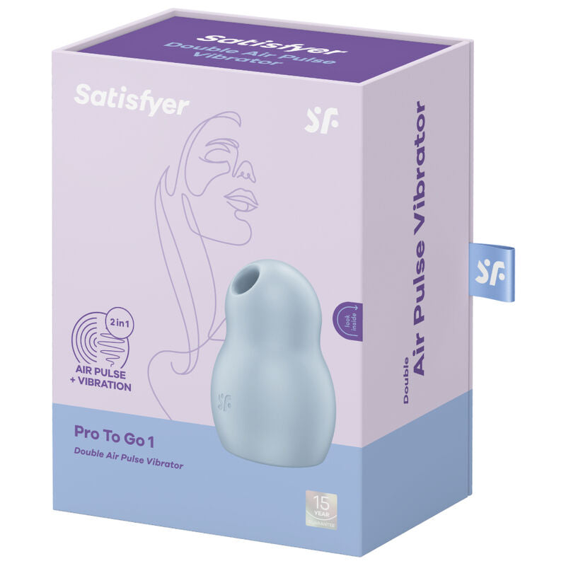 SATISFYER - PRO TO GO 1 DOUBLE AIR PULSE STIMULATOR &amp; VIBRATOR BLUE