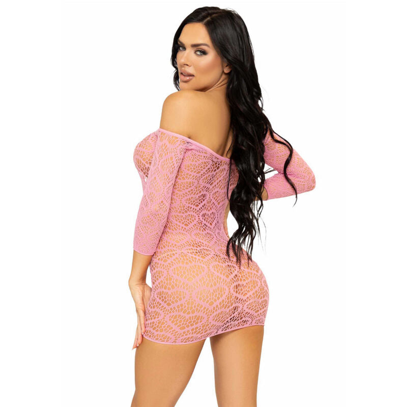 LEG AVENUE - HART NET MINI JURK ONE SIZE - ROZE