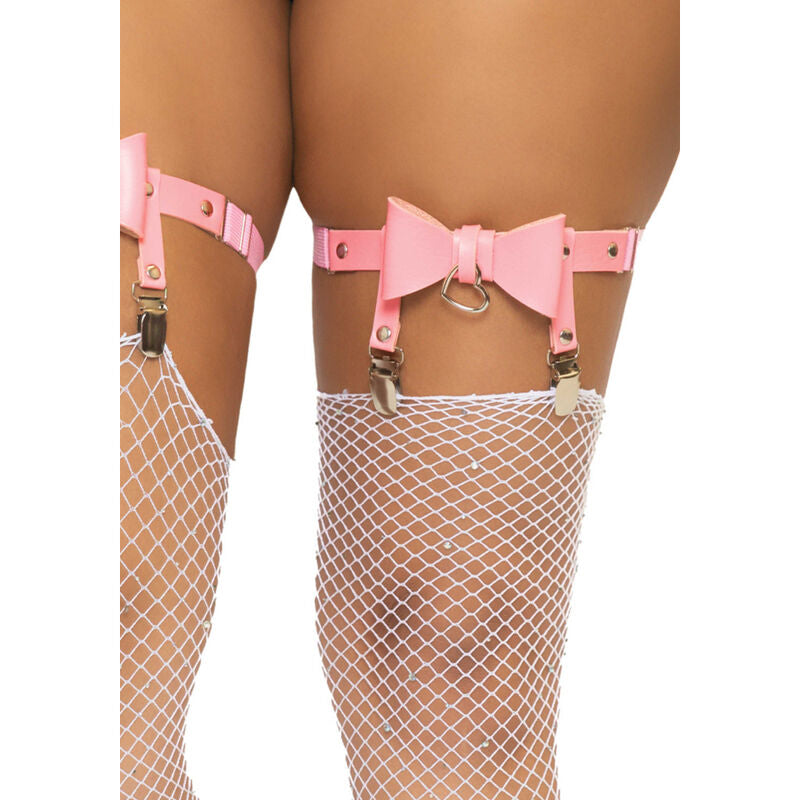 LEG AVENUE - VEGAN LEDEREN TOP - HOGE JARRETELLEN - ONE SIZE - ROZE