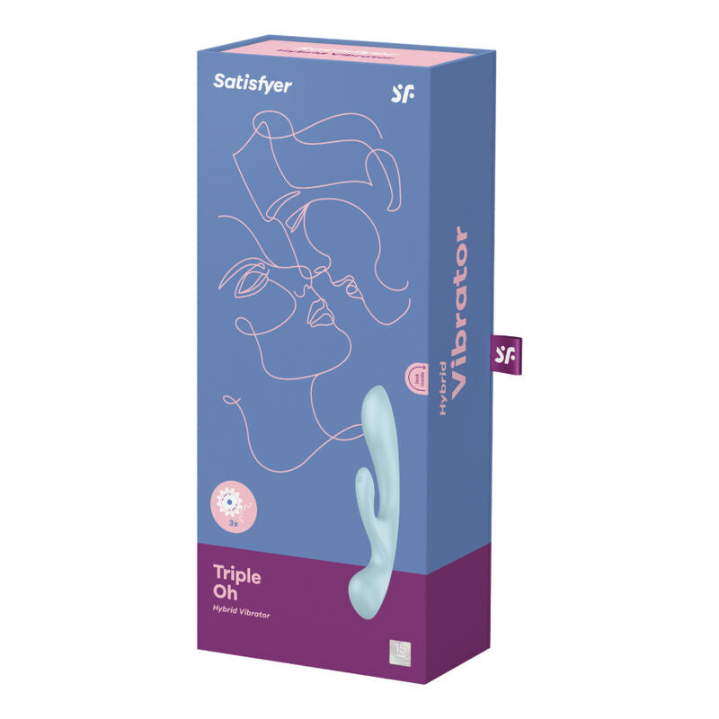 SATISFYER - TRIPLE OH HYBRIDE VIBRATION BLEU