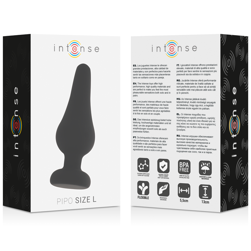INTENSE - ANAAL PLUG PIPO L ZWART SILICONEN 13 CM