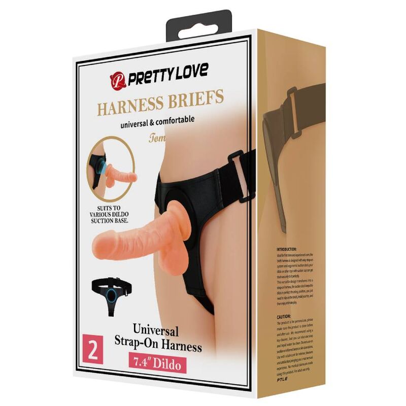 PRETTY LOVE - HARNAS BROEK UNIVERSEEL HARNAS MET DILDO TOM 20 CM NATUURLIJK