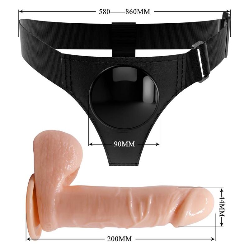 PRETTY LOVE - HARNAS BROEK UNIVERSEEL HARNAS MET DILDO TOM 20 CM NATUURLIJK