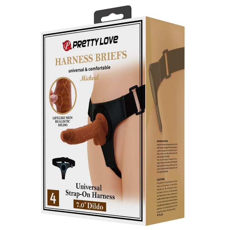 PRETTY LOVE - HARNAS BROEK UNIVERSEEL HARNAS MET DILDO MICHEAL 20 CM ZWART