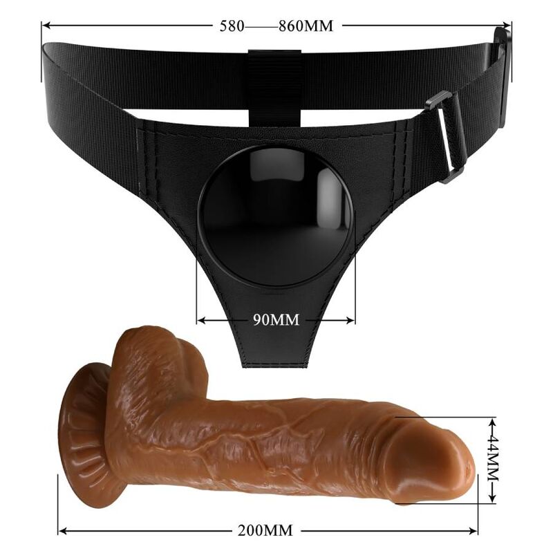 PRETTY LOVE - HARNAS BROEK UNIVERSEEL HARNAS MET DILDO MICHEAL 20 CM ZWART