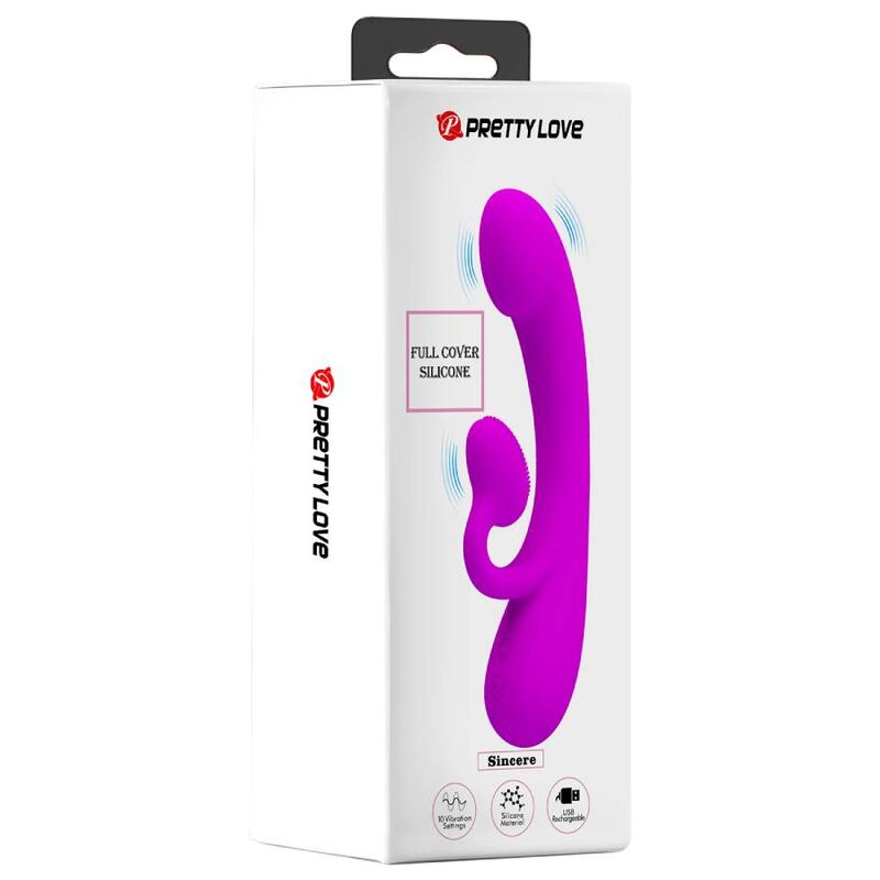 PRETTY LOVE - VIBRATEUR SINCÈRE ET ONDES CLITO-STIMULANTES SILICONE VIOLET