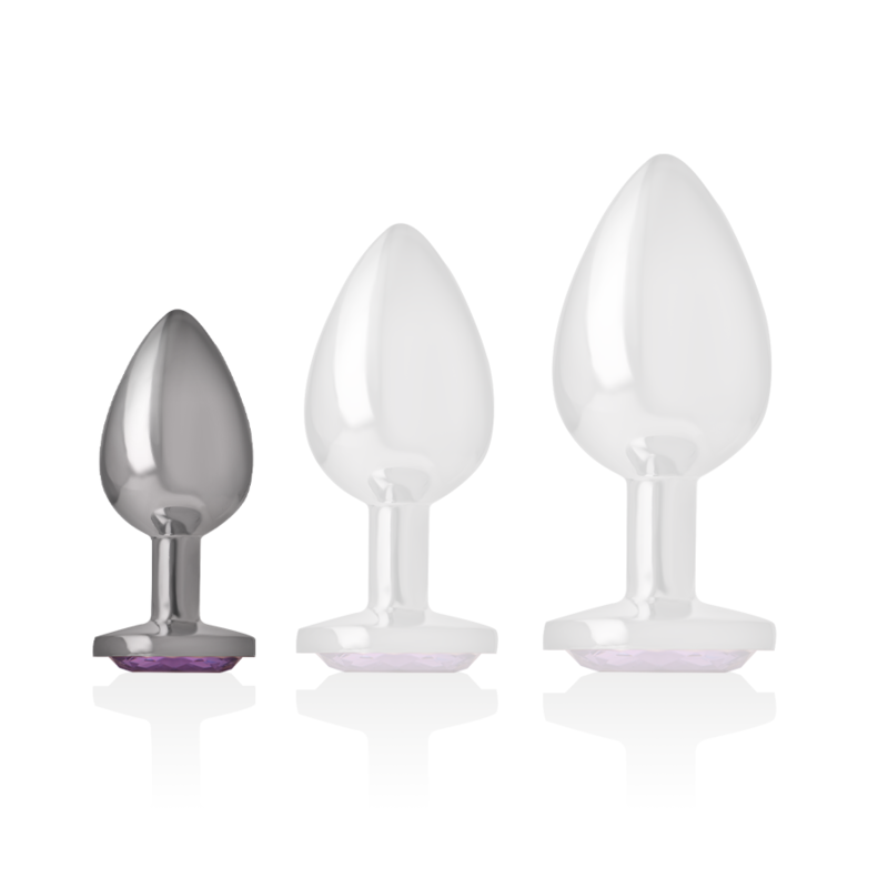 INTENSE - PLUG ANAL EN MÉTAL ALUMINIUM AVEC CRISTAL VIOLET, TAILLE S