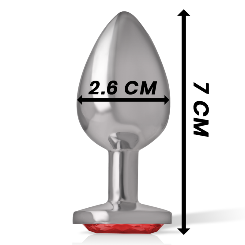 INTENSE - PLUG ANAL EN MÉTAL ALUMINIUM AVEC CRISTAL ROUGE, TAILLE S
