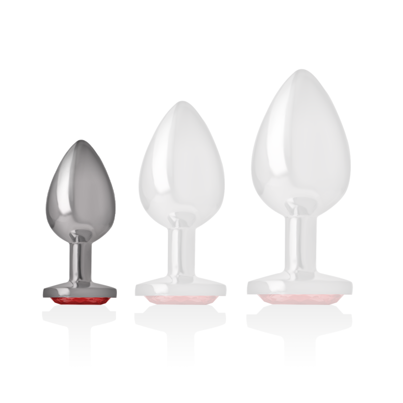 INTENSE - PLUG ANAL EN MÉTAL ALUMINIUM AVEC CRISTAL ROUGE, TAILLE S