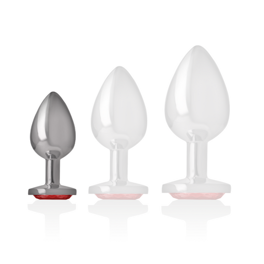 INTENSE - PLUG ANAL EN MÉTAL ALUMINIUM AVEC CRISTAL ROUGE, TAILLE S