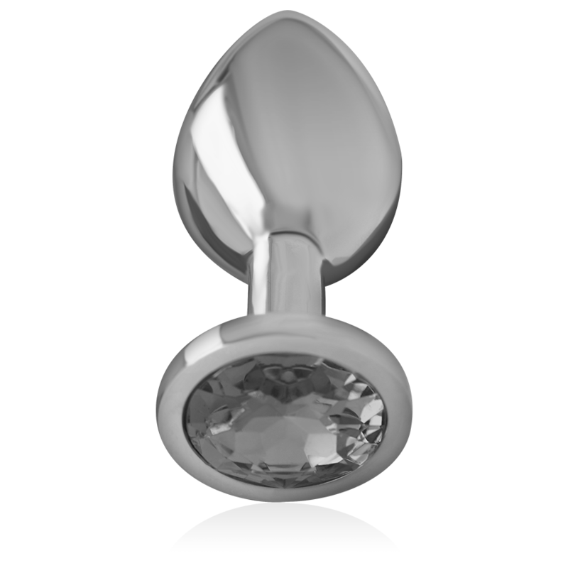 INTENSE - ALUMINIUM METALEN ANAAL PLUG MET ZWART GLAS, MAAT L