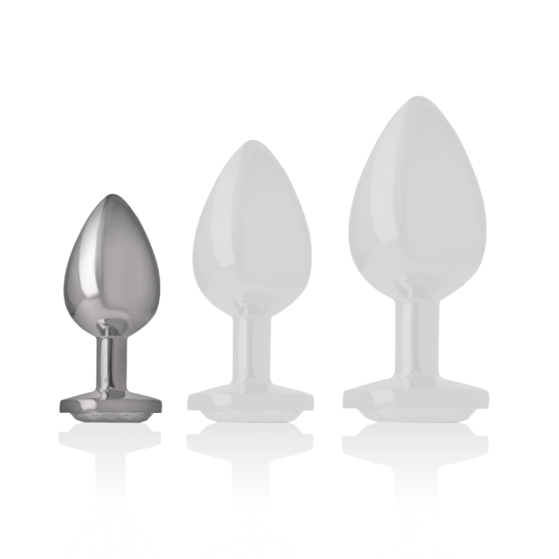 INTENSE - ALUMINIUM METALEN ANAAL PLUG MET ZILVEREN KRISTAL, MAAT S