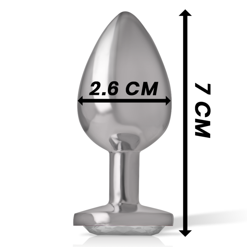 INTENSE - ALUMINIUM METALEN ANAAL PLUG MET ZILVEREN KRISTAL, MAAT S