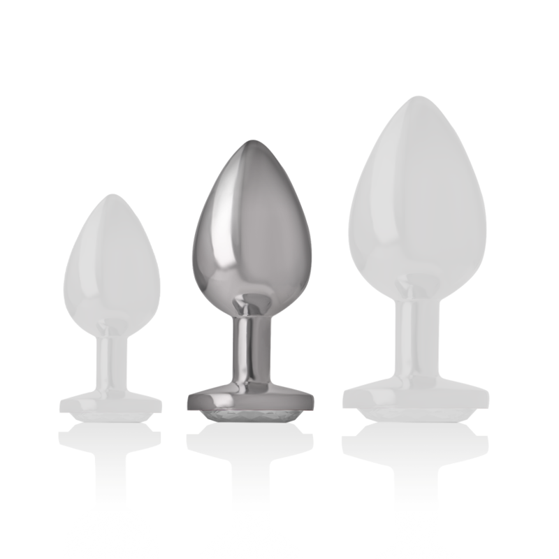 INTENSE - ALUMINIUM METALEN ANAAL PLUG MET ZILVEREN KRISTAL, MAAT M