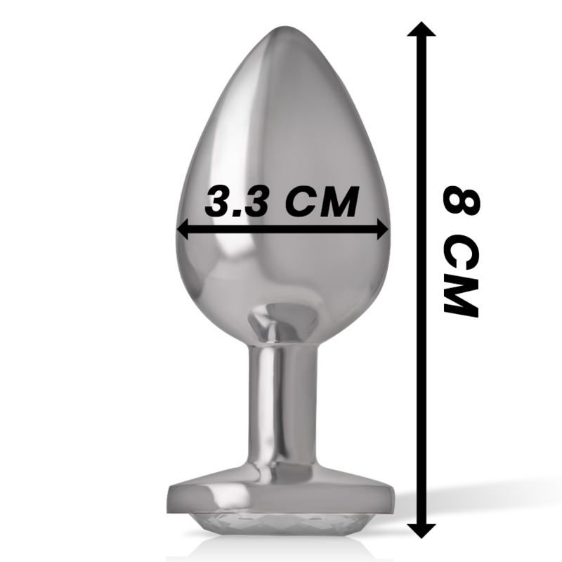 INTENSE - ALUMINIUM METALEN ANAAL PLUG MET ZILVEREN KRISTAL, MAAT M